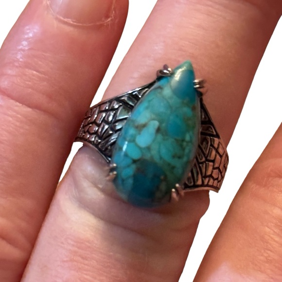Stunning Sterling silver DK 925 turquoise high quality ring bali design - Picture 2 of 7
